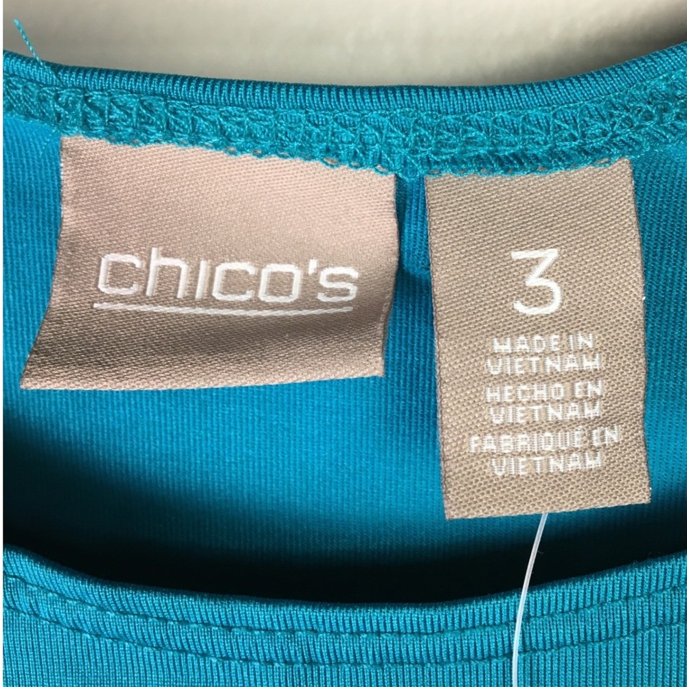 Chicos Microfeel Timeless Tank Basic Knit Peacock Blue Sleeveless Top Size 3 - Picture 3 of 6